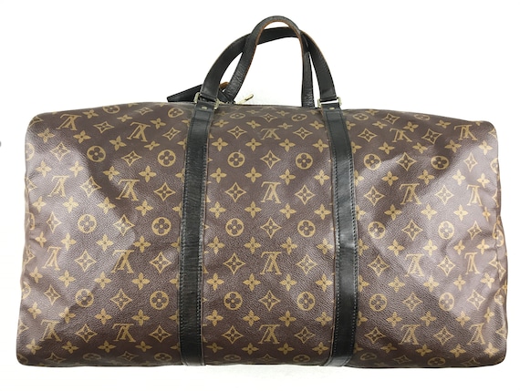 Louis Vuitton 55 Keepall Bandouliere Monogram Macassar Bag 