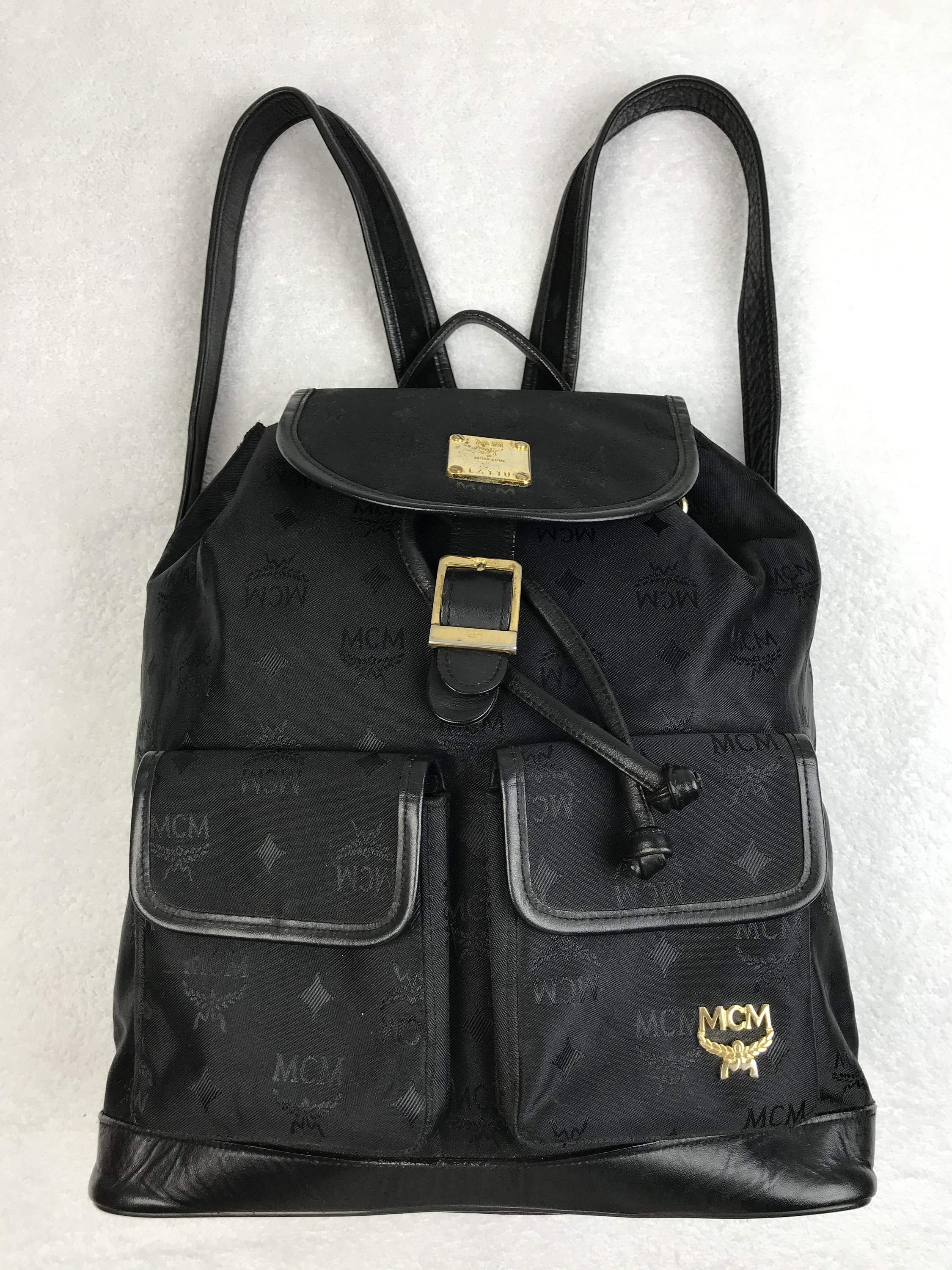 MCM, Bags, Mcm Black Nylon Vintage Backpack