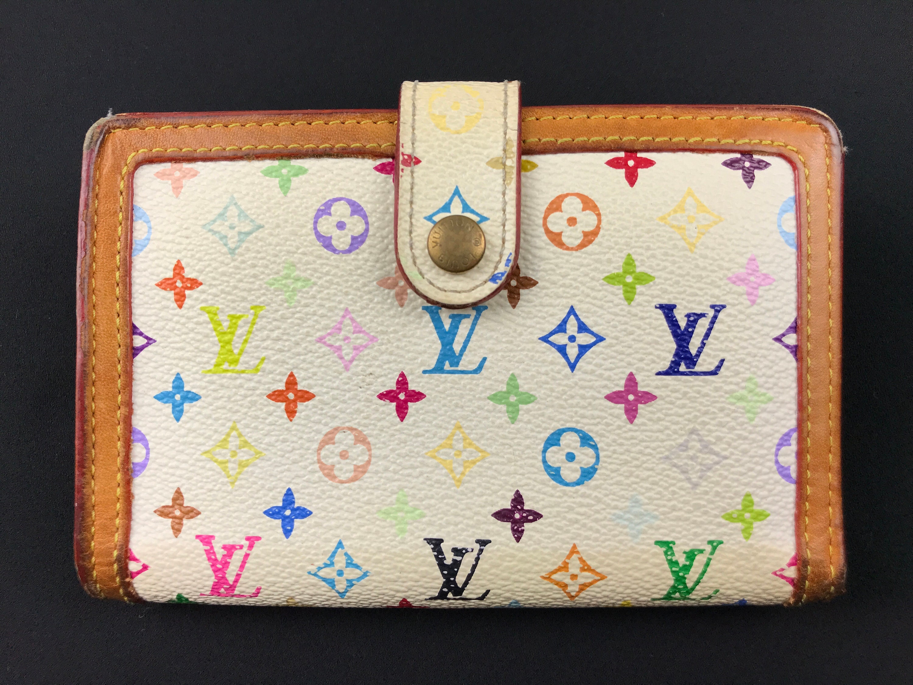 Preloved Louis Vuitton Multicolore White Monogram Card Wallet MI2058 1 –  KimmieBBags LLC