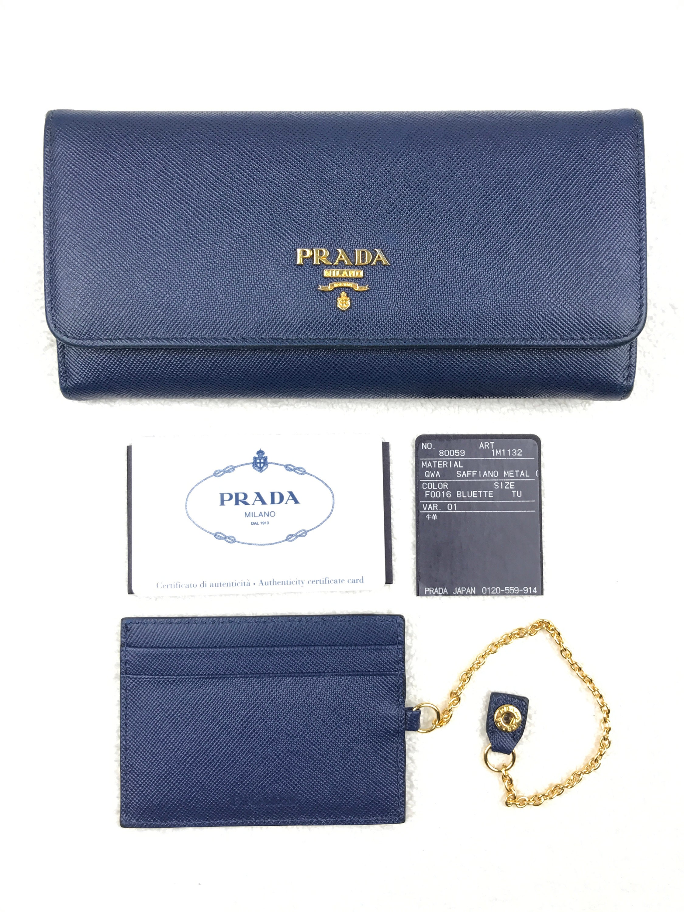 Prada Saffiano Yellow Leather Card Case Wallet 1MC122