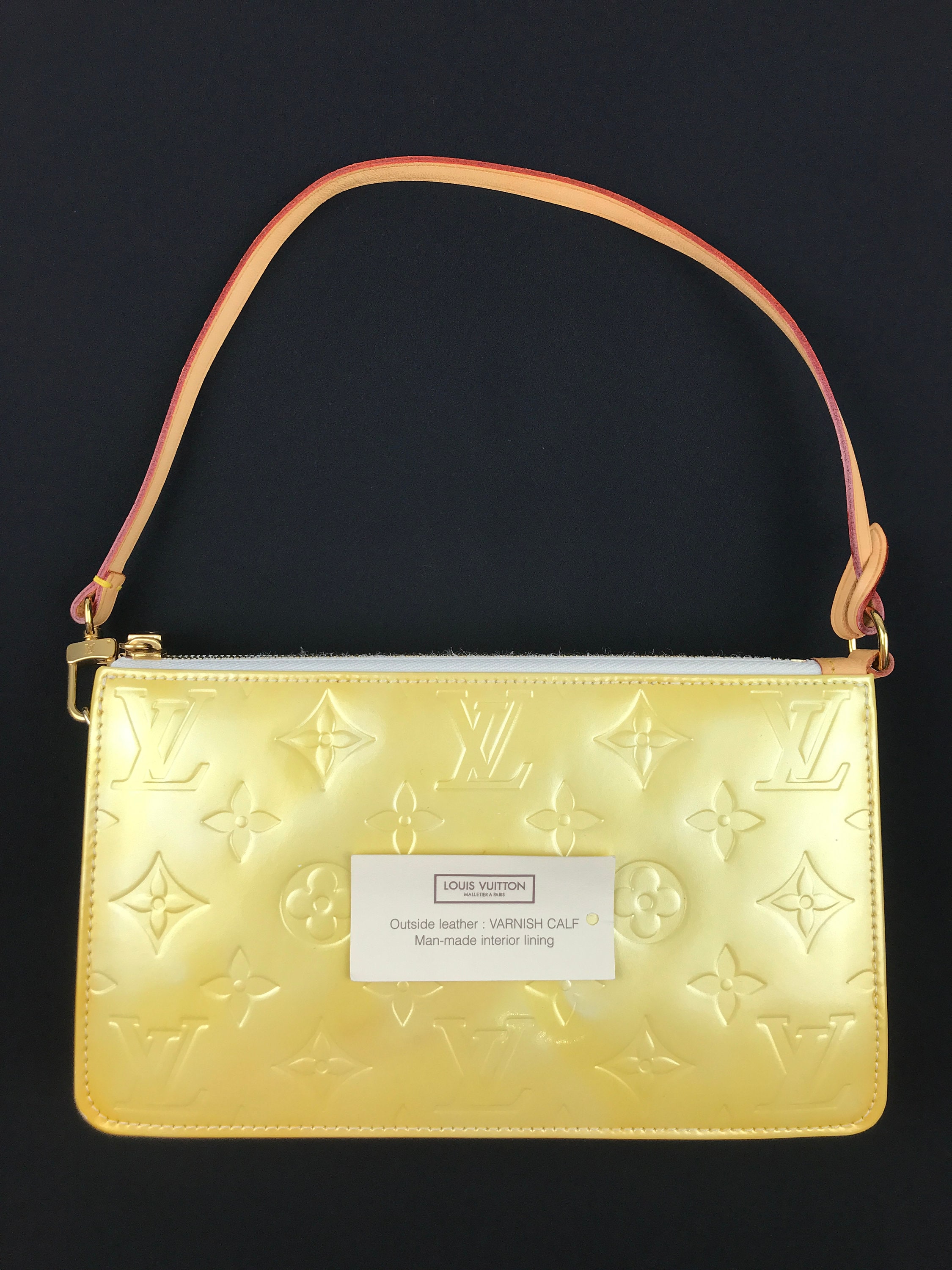 Louis Vuitton Authentic Vintage Mott Vernis Yellow Clutch Bag 