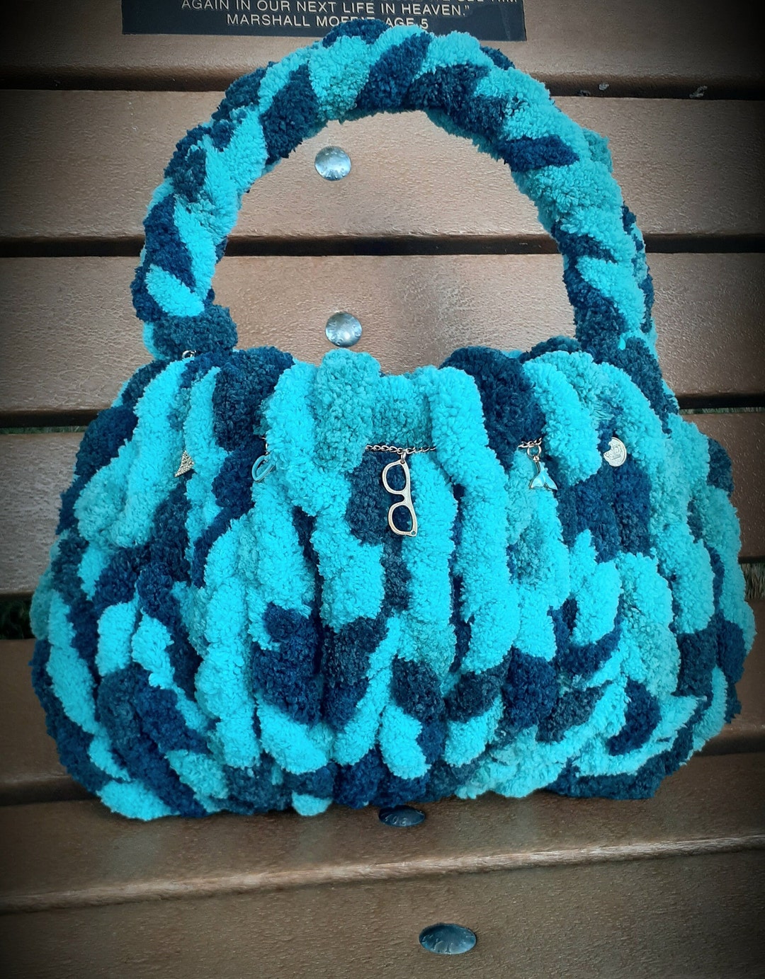 Blue on Blue Yarn Purse Etsy
