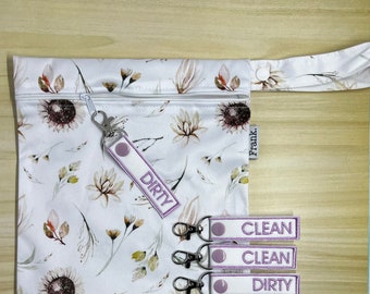 4 x wet bag tags key chain personalised modern cloth nappies cloth diaper tags - white