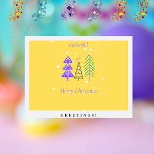 Set von fröhlichen Weihnachtskarten, Bunten Digitalen Grußkarten, Weihnachtskarten Set, Kreatives Geschenk für Freund, Originale Geschenkidee