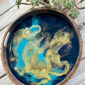 Large Resin/Wooden Tray with Handles
