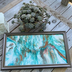 Framed Fluid Art Painting