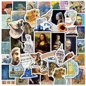 50pcs Famous Artists Stickers Pack Van Gogh Art Renaissance Old Paintings Images 50pcs Famous Artists Stickers Pack Van Gogh Art Renaissance Old Paintings Images