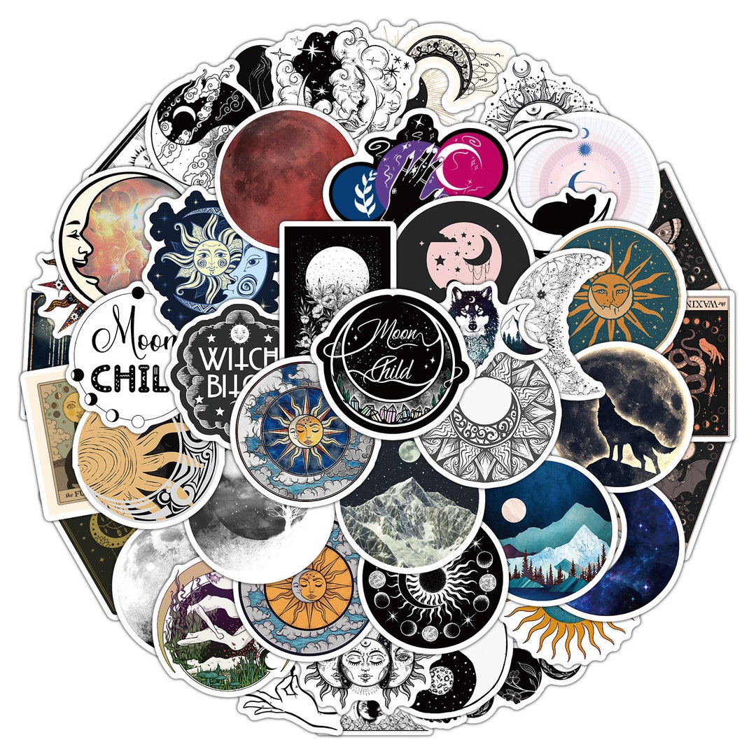 Random MOON Phase Stickers Full Moon Crescent Moon New Moon Etsy