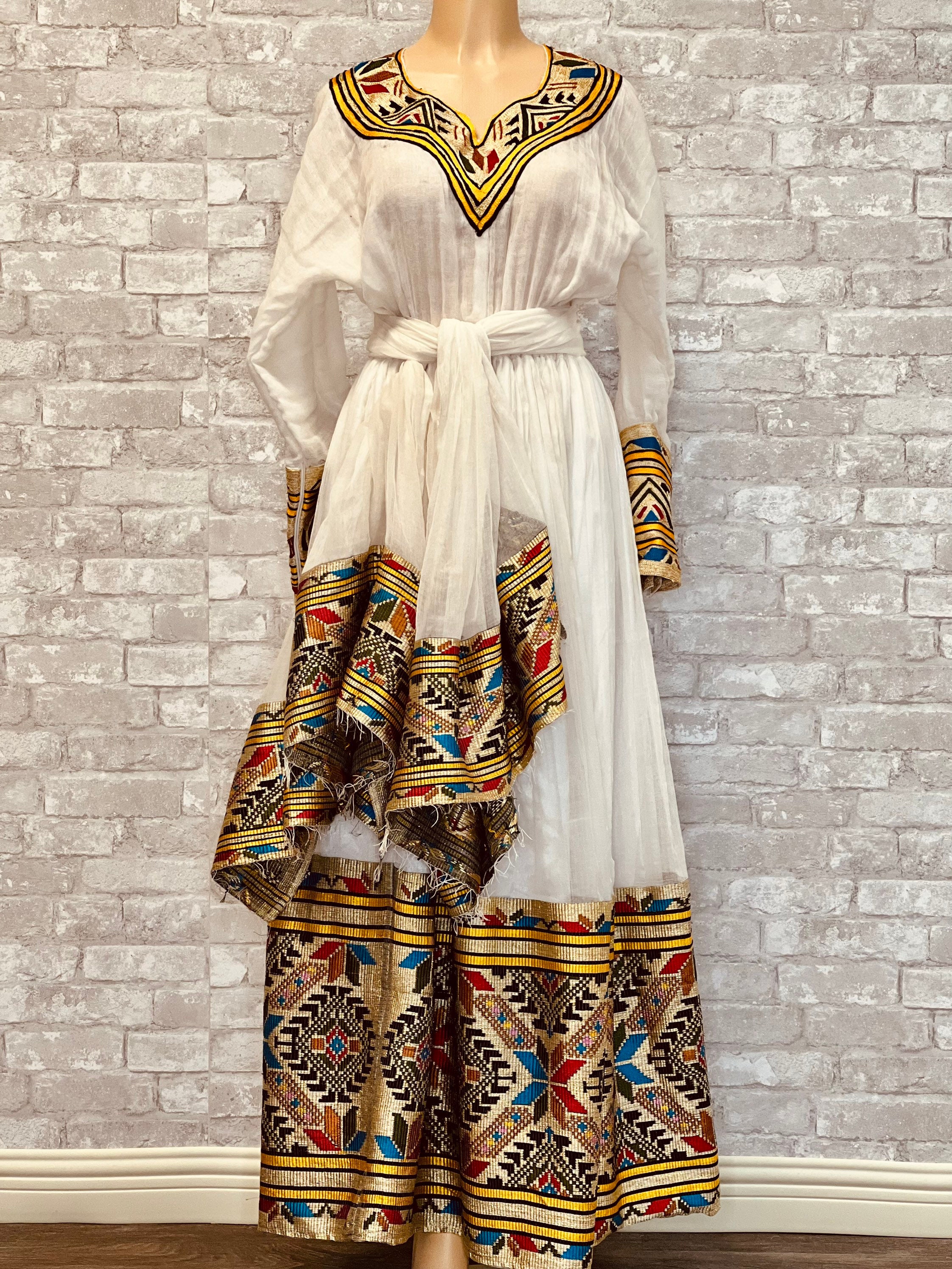 Golden Ethiopian & Eritrean Traditional Dress hahilwe Kemis - Etsy
