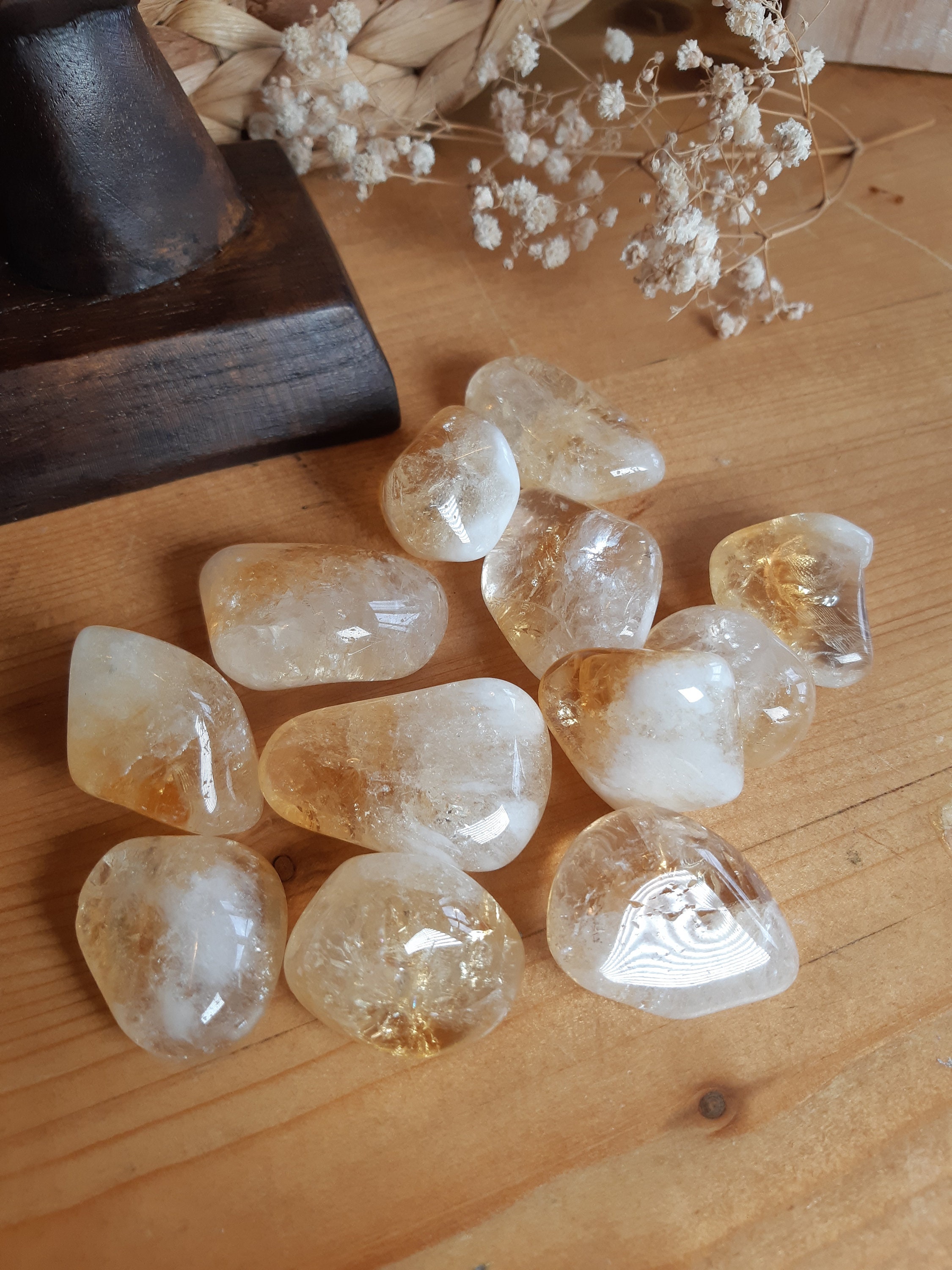 Citrine Chauffée Pierre Roulée Aa