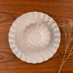 Kintsugi repair bowl and plate