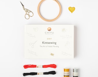 Golden Visible Mending Kit - Kintsugi-Inspired Sewing and Embroidery set for clothing repair