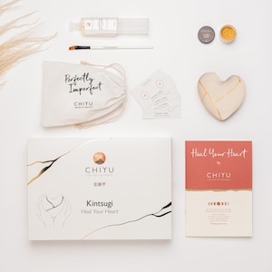 Kintsugi-Reparaturset - Keramikherz - Goldener Kleber - Kintsugi-Geschenk