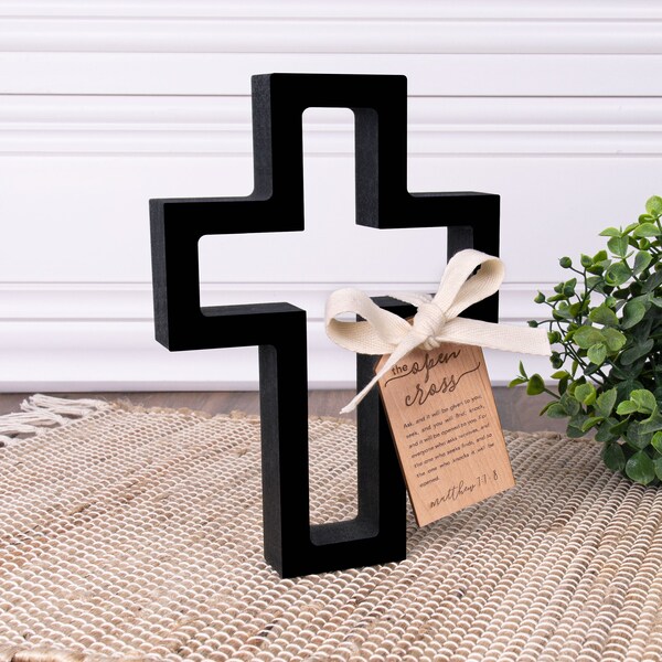 The Open Cross 5.75"W x 8"H Tabletop or Wall Decor | Inspirational Gift | Features Gift Tag with Sentiment and Verse | Perfect for Easter