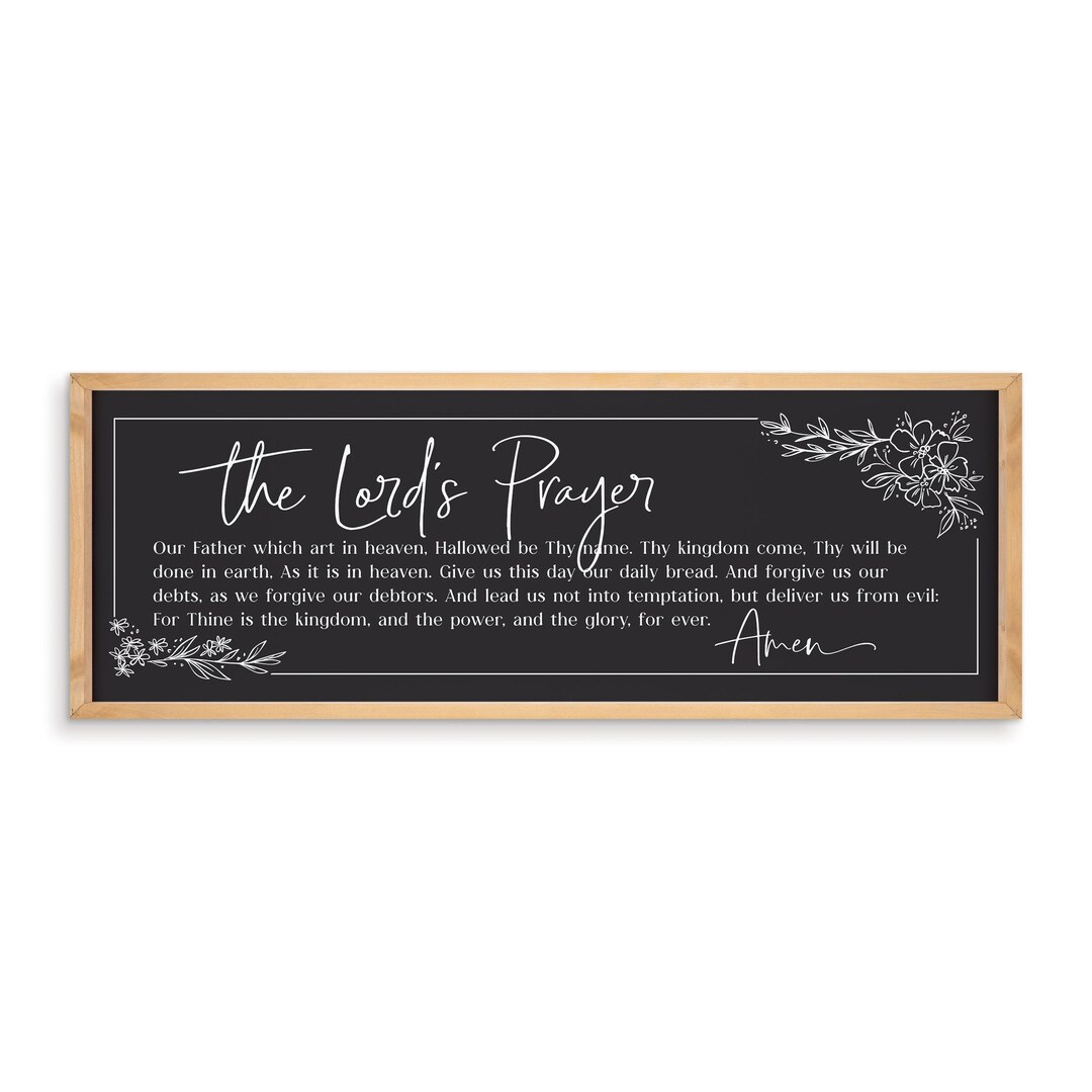 The Lord's Prayer Framed Art Prayers Praise Scripture Sign 35 X 13