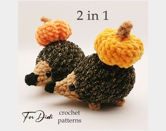 HEDGEHOG & PUMPKIN crochet patterns PDF.   -Hedgehog Spike and Pumpkin-