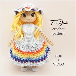 Rainbow DOLL crochet pattern PDF.   -Doll Celeste-