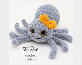 SPIDER crochet pattern, small no-sew amigurumi plushie ~Spider Harrie~