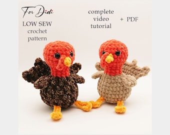 TURKEY low sew crochet pattern PDF and complete video tutorial.   -Turkey Hank-