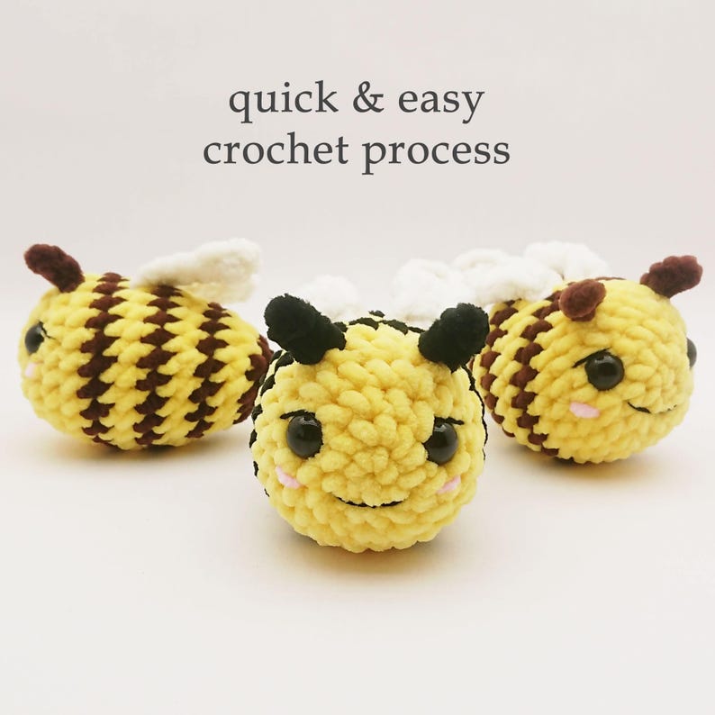 Small BEE Crochet Pattern PDF + Complete Video Tutorial. Bee Amigurumi ...