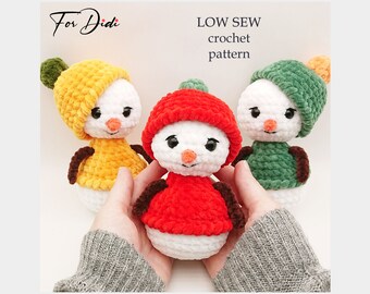 Wzór na szydełko BAŁWAN z niskim ściegiem w formacie PDF. Świąteczne amigurumi. -Bałwan Jagodowy-