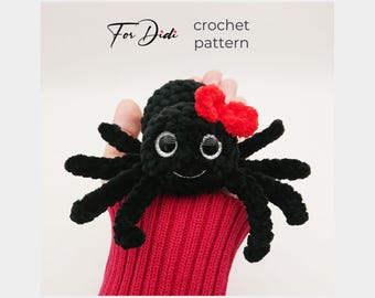 Plush SPIDER crochet pattern PDF. Easy and quick amigurumi pattern. ~Spider Harrie~