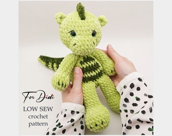 DINOSAUR low sew crochet pattern PDF.   -Dino Duke-