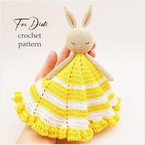 BUNNY LOVEY crochet pattern PDF. Baby security blanket.   -Bunny lovey Emma-