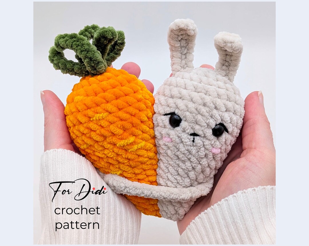 BUNNY With Carrot Crochet Pattern – Amigurumi Plush Heart, Hugs Toy PDF ...