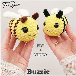 Crochet BEE pattern. Honeybee video tutorial. Amigurumi bee low sew pattern. Plush bee easy crochet pattern for beginners. Bumble bee.