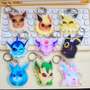Poke Heads Eeveelution Keychain