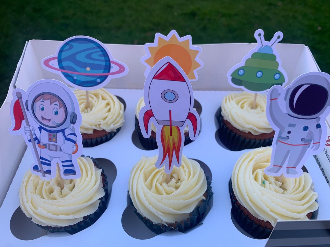 Space Astronauts Cupcake Topper / Spaceship / Alien / Sun / Space BOY