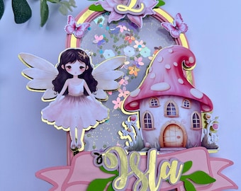 Personal Fairy fIRST cAKE topper / Birthday Cake Topper / Shaker Cake Topper / Name and Age