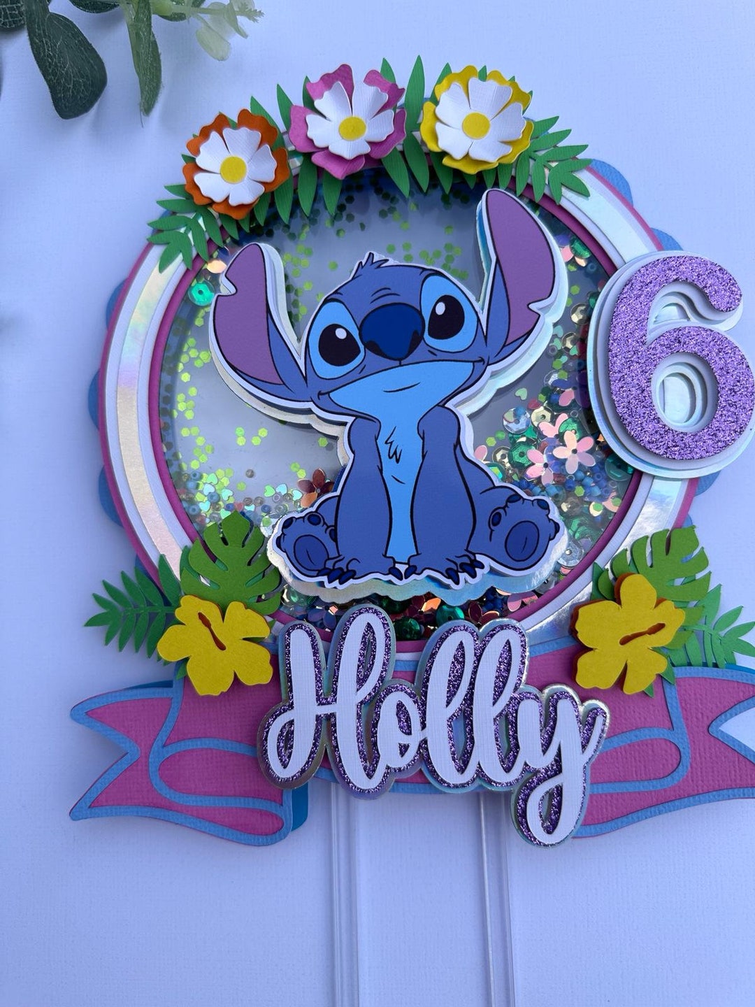 Personalised Stitch Cake Topper / Handmade / LED Light up Stitch Cake ...