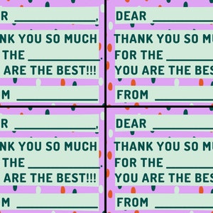 Printable Kids Thank You Note Template Kids Thank You Card - Etsy