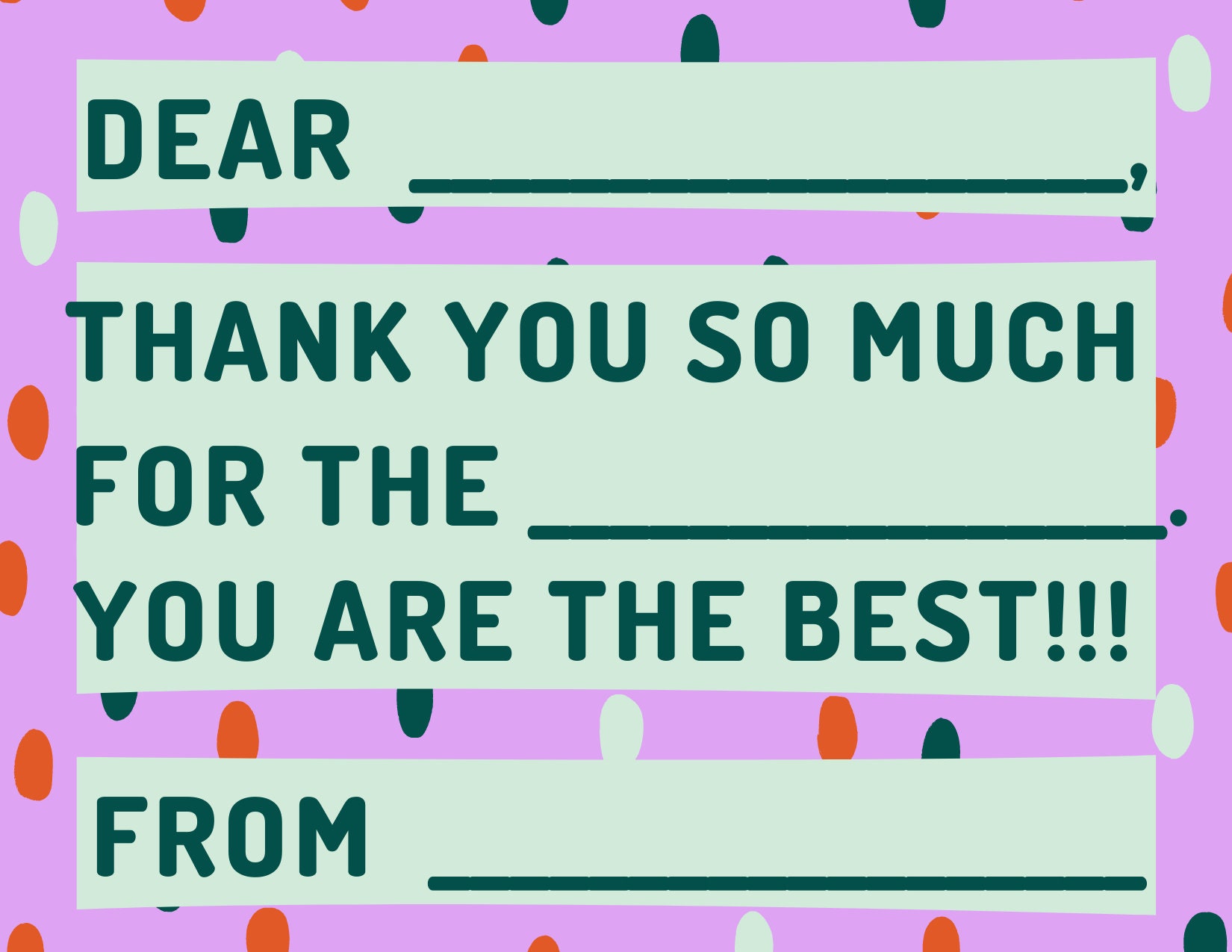 Printable Kids Thank You Note Template, Kids Thank You Card Fill In ...