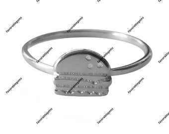 Sterling Silver Burger Ring: Art Deco Unisex Jewelry