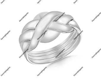Four Interlocking Puzzle Ring in Sterling Silver - Love Ring - Knot Jewelry - Friendship Ring - Gifts For Couple