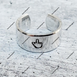 Middle Finger Sterling Silver Wide Band Ring - F-Word Jewelry