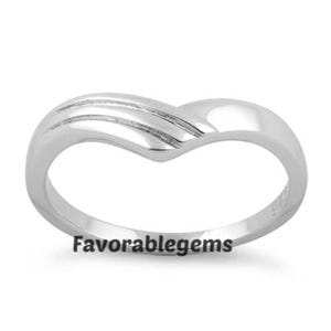 Sterling Silver Chevron Ring: Minimalist Geometric V Band