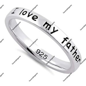 Anillo "Amo a mi padre" - Anillo con letras - Anillo de plata de ley - Joyería personalizada - Anillo con palabras - Regalo para papá