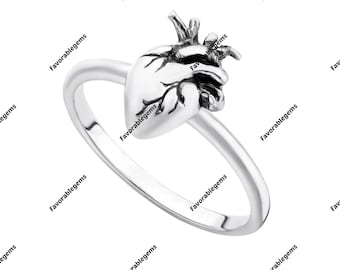 Anatomical Heart Ring: 925 Sterling Silver Gothic Jewelry