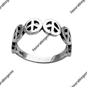 Sterling Silver Peace Sign Ring - Boho Hippie 925 Silver Jewelry