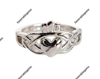 Sterling Silver Celtic Knot Heart Ring, Minimalist Band