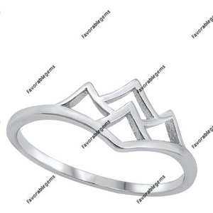 Sterling Silver Mountain Peaks Ring, Mountain Ring, Nature Ring, Outdoor Ring, Hiking Jewelry, Climbing Ring, Christmas Gift