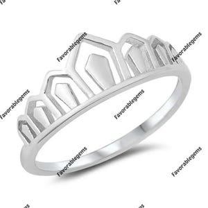 Sterling Silver Crown Ring: Minimalist Tiara Band