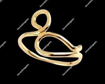Sterling Silver Swan Ring: Gold Band, Minimalist Bird Jewelry