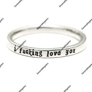 I Fucking Love You Gepersonaliseerde ringen voor koppels - Sterlingzilveren ring - Citaatring - Sieraden op maat