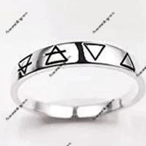Sterling Silver Four Elements Ring: Art Deco Earth Air Water Fire Jewelry
