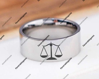 Sterling Silver Lawyer Ring - Scales of Justice, Law School Gift